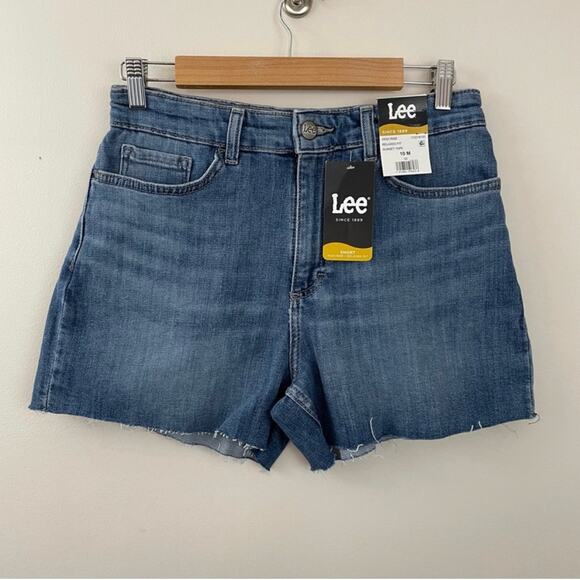 Lee High Rise Relaxed Fit Stretch Denim Jean cutoffs cut off shorts Blue 10 new - Picture 1 of 7